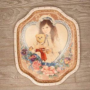 Vintage 1980 becky by jan hagara tin tray decoration trinket. tray jewelry tray